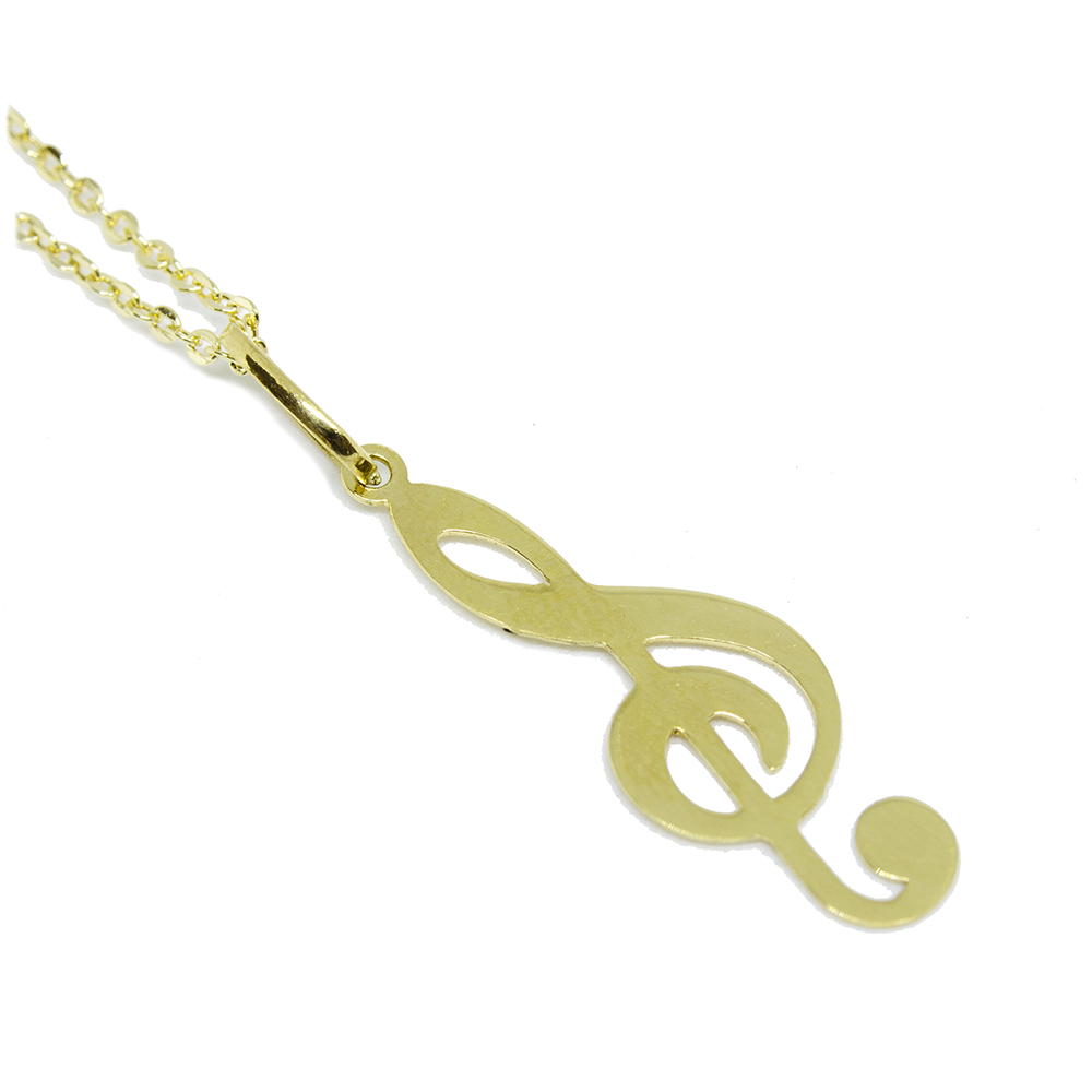 Colar com Pingente Clave de Sol em Ouro 18 Kilates - 25305